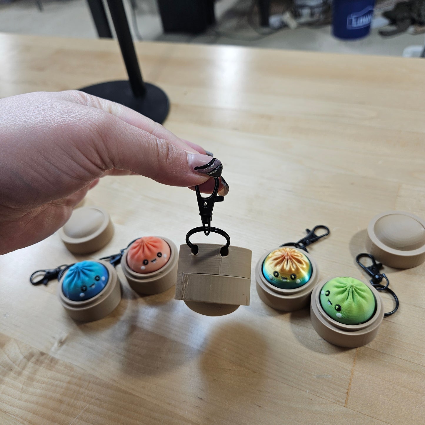 5 PACK MYSTERY FIDGET CLICKER DUMPLING KEYCHAINS- 3D PRINTED