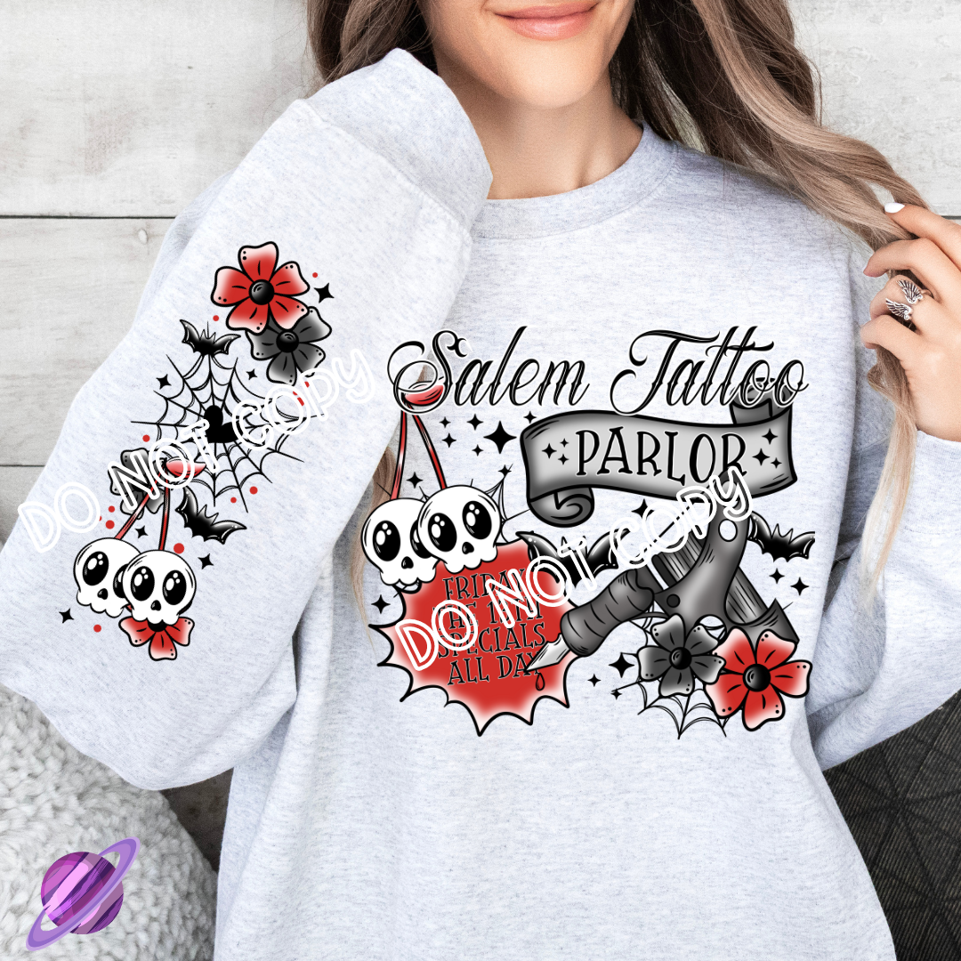 SALEM TATTOO CREWNECK SWEATSHIRT W/ SLEEVE PRINT