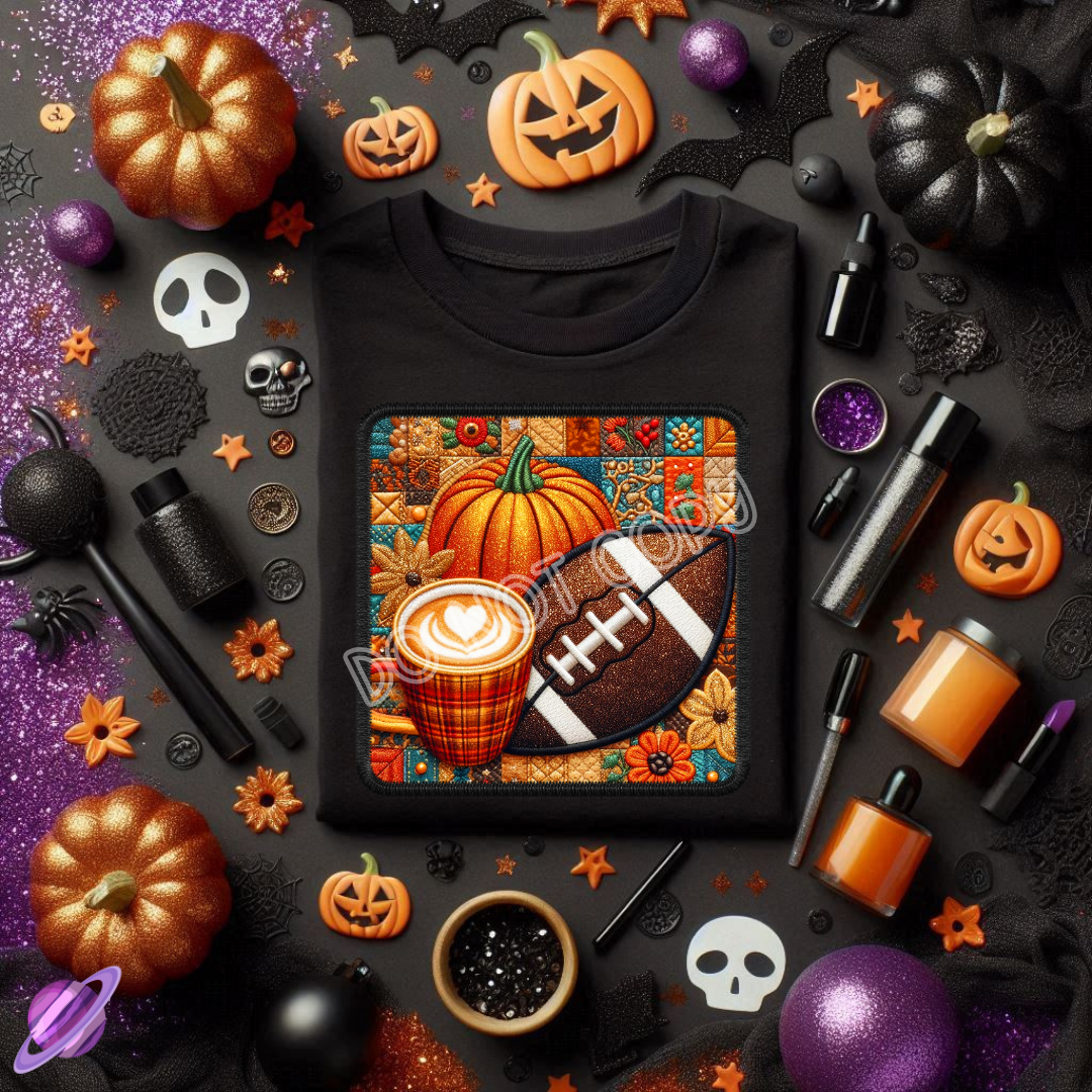 QUILTED FALL FOOTBALL PATCH TEE