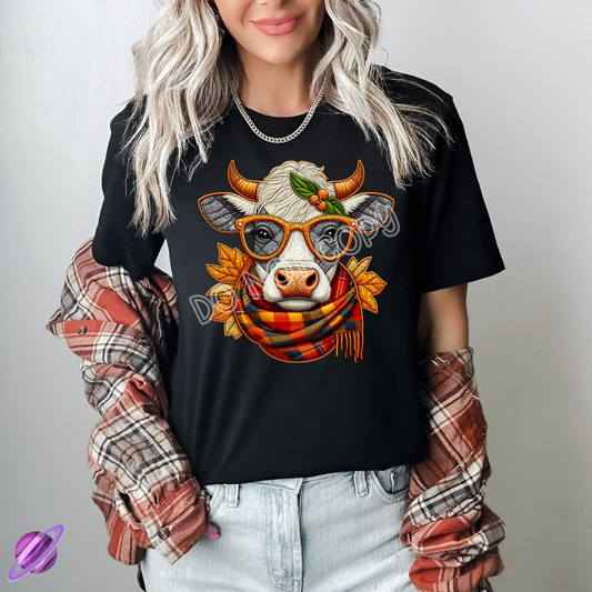 EMBROID FALL COW TEE