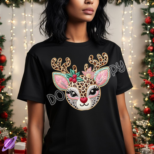 QUILTED PINK RUDOLPH TEE