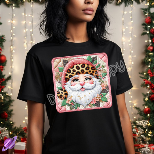 QUILTED PINK SANTA TEE