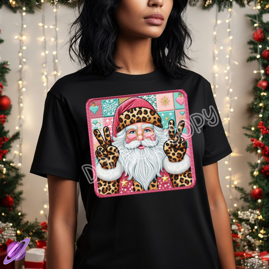 LEOPARD PEACE SANTA PATCH TEE