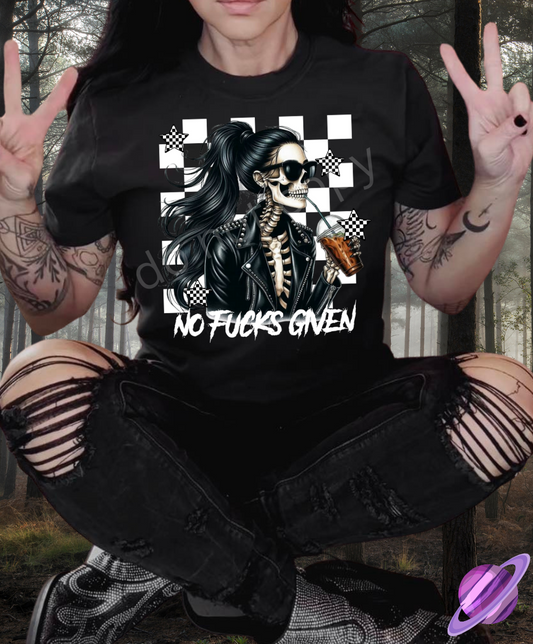 NO FUCKS GIVEN CHECKERED TEE