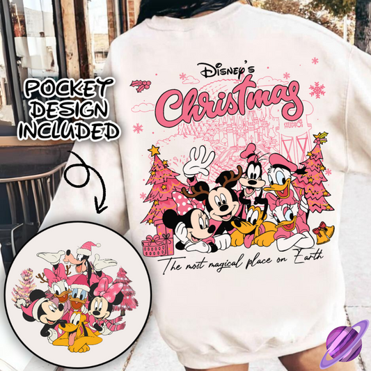 PINK CHRISTMAS MAGIC SWEATSHIRT W/ POCKET PRINT