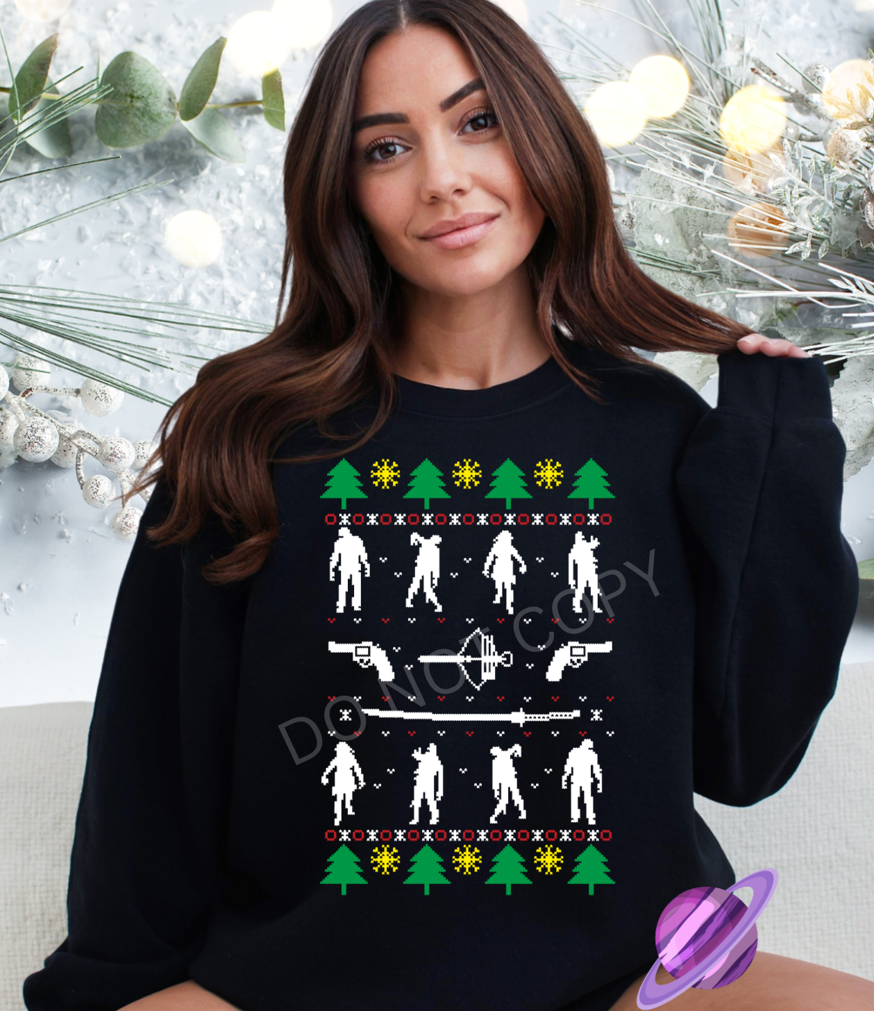 WALKING D UGLY SWEATER CREWNECK SWEATSHIRT