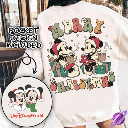 VINTAGE MERRY MICE SWEATSHIRT W/ POCKET PRINT