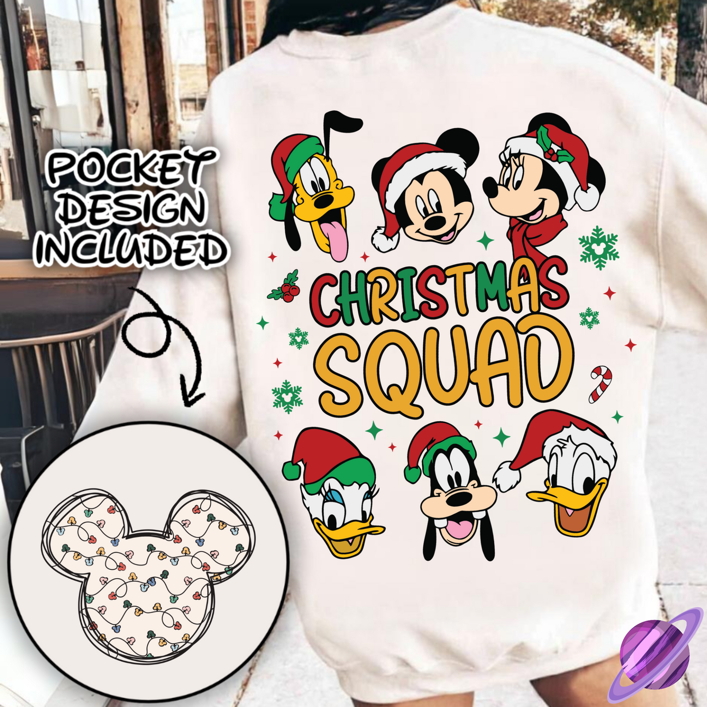 CHRISTMAS SQUAD SWEATSHIRT W/ POCKET PRINT