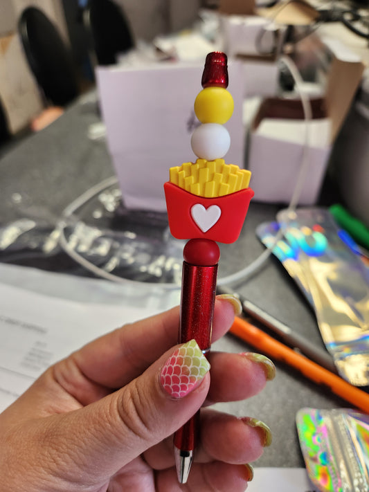 French Fries Silicone Beaded Pen or Keychain