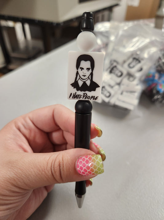 I Hate People Silicone Beaded Pen or Keychain