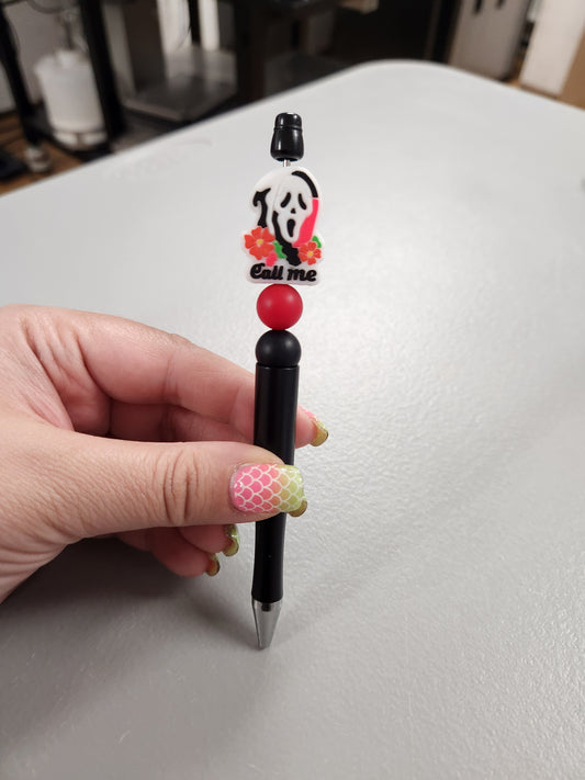 Call Me Silicone Beaded Pen or Keychain