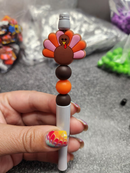 Turkey Silicone Beaded Pen or Keychain