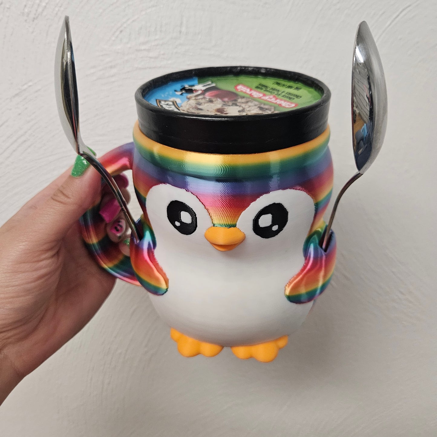 PEBBLE THE PENGUIN- 3D PRINTED ICE CREAM PINT HOLDER