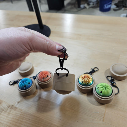 5 PACK MYSTERY FIDGET CLICKER DUMPLING KEYCHAINS- 3D PRINTED