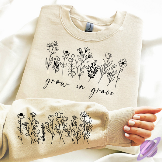 GROW IN GRACE SWEATSHIRT W/ SLEEVE PRINT