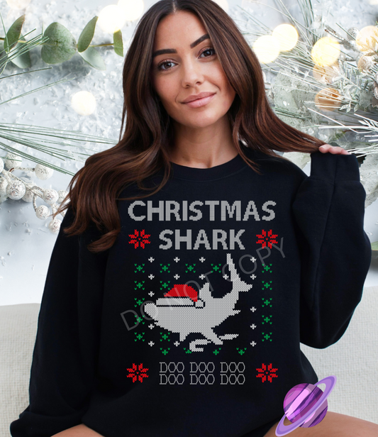 CHRISTMAS SHARK UGLY SWEATER CREWNECK SWEATSHIRT