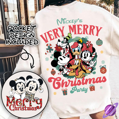 MOUSE CHRISTMAS PARTY SWEATSHIRT W/ POCKET PRINT