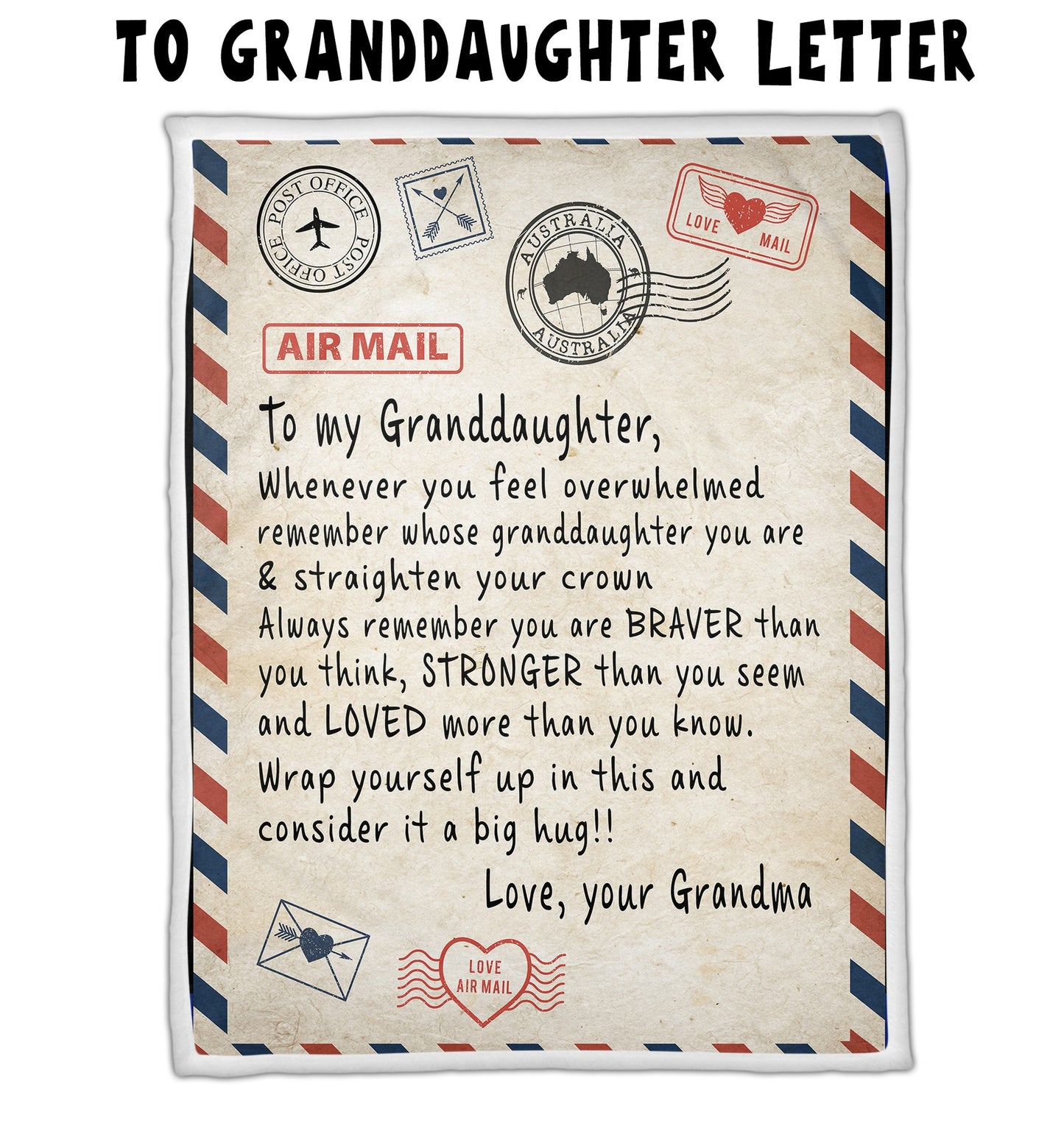 To Granddaughter Letter- Letter Sherpa Blankets- Preorder Closing 10/2