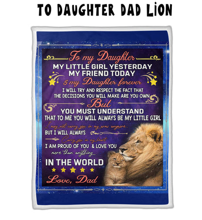 To Daughter Dad Lion - Letter Sherpa Blankets- Preorder Closing 10/2