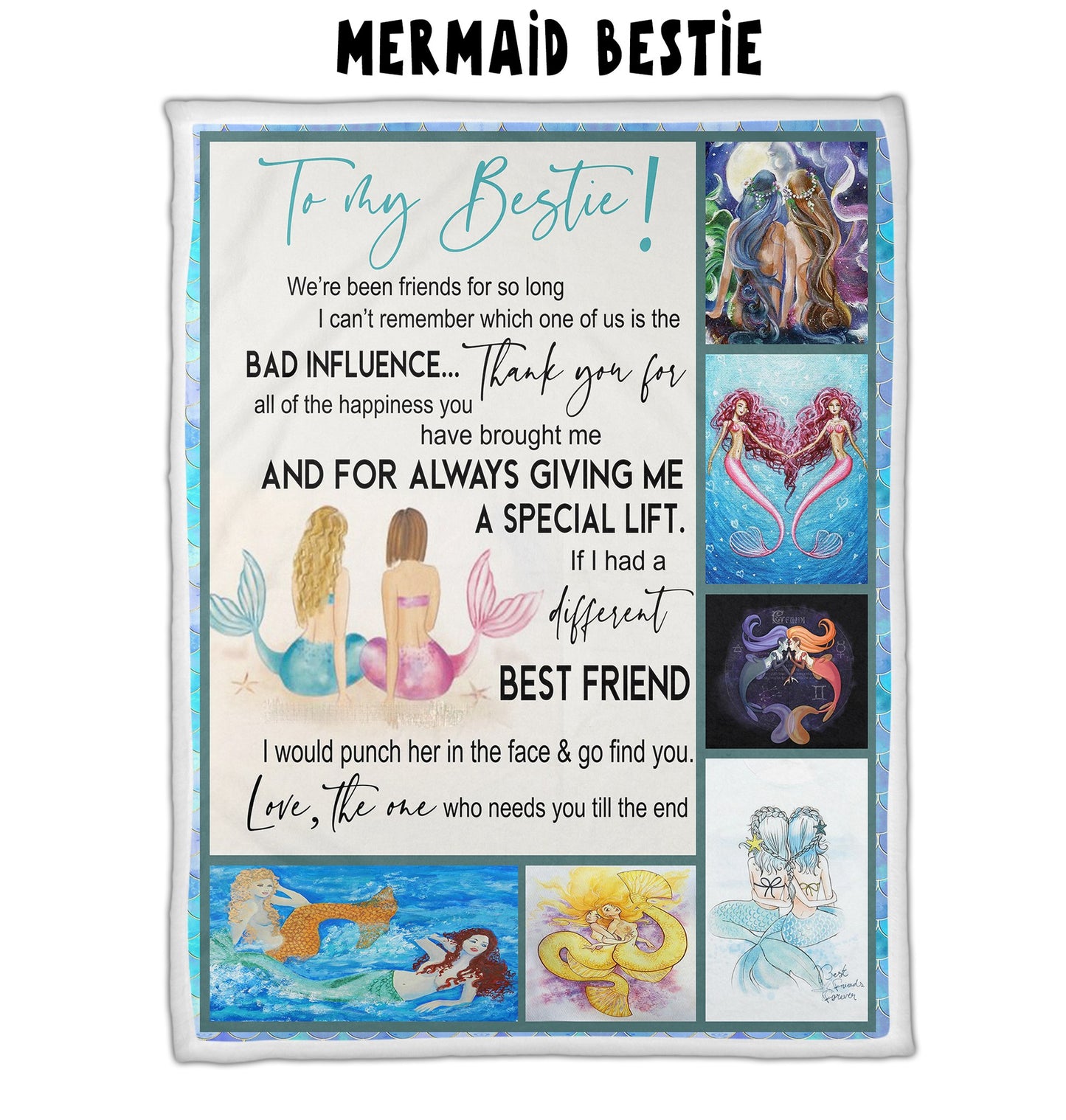 Mermaid Bestie - Letter Sherpa Blankets- Preorder Closing 10/2