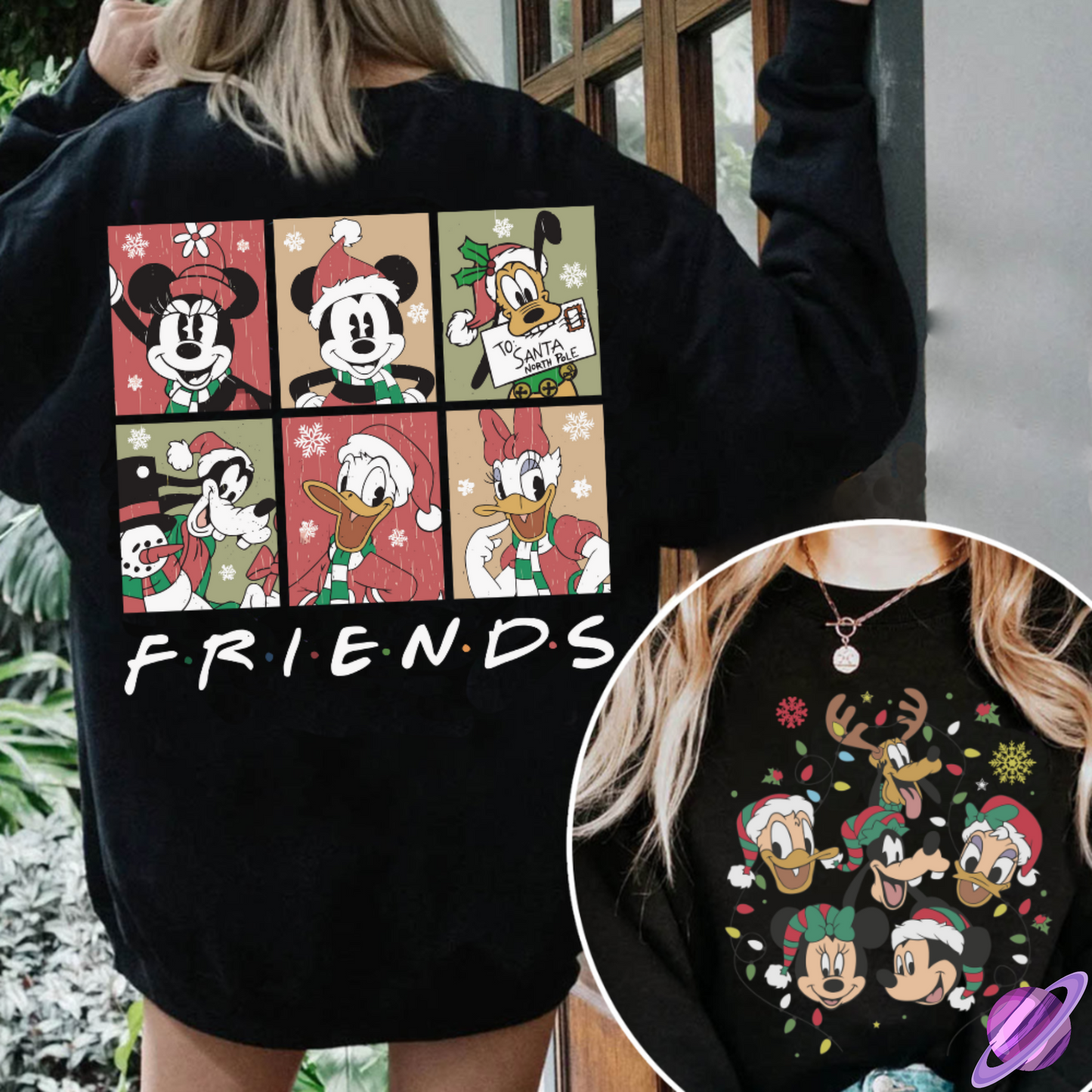 HOLIDAY FRIENDS SWEATSHIRT W/ POCKET PRINT