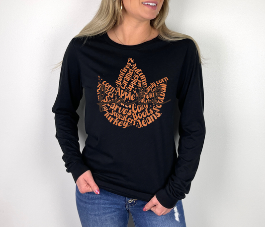 EVERYTHING FALL WORD ART LEAF TEE