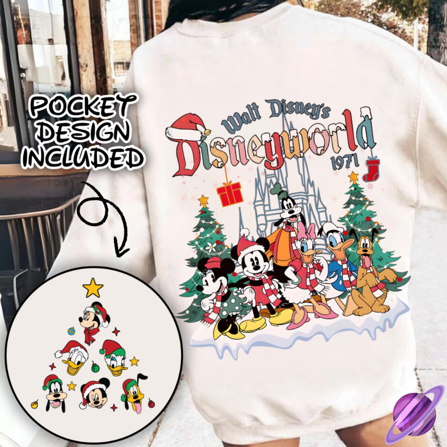 FESTIVE WORLD SWEATSHIRT W/ POCKET PRINT