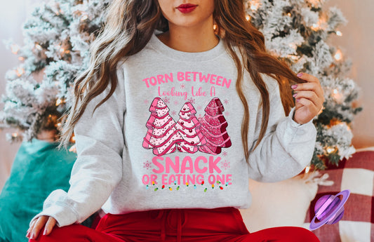 PINK TORN BETWEEN LOOKIN  CREWNECK SWEATSHIRT