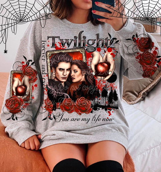 YOU ARE MY LIFE NOW - FRONT & DOUBLE SLEEVE DESIGN CREWNECK SWEATSHIRT