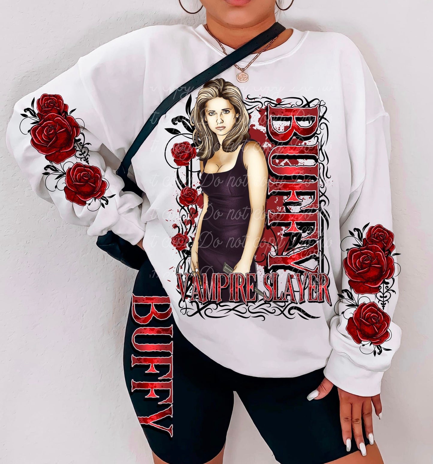 VAMP SLAYER - FRONT & DOUBLE SLEEVE DESIGN CREWNECK SWEATSHIRT