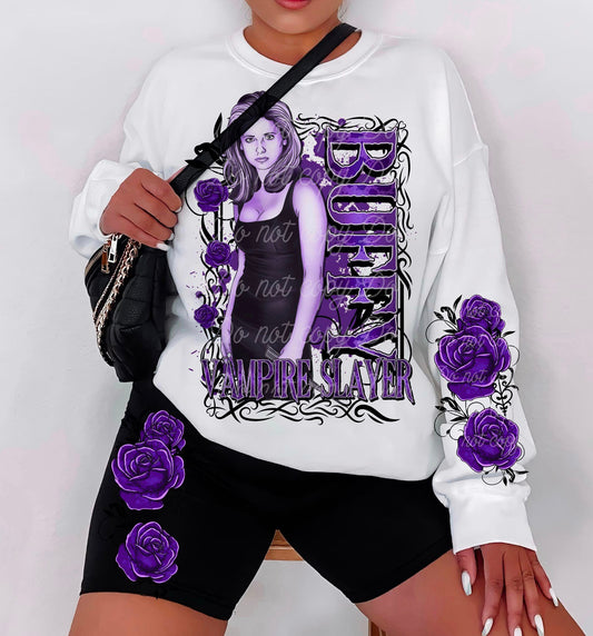 PURPLE VAMP FRONT & SLEEVE DESIGN SWEATSHIRT