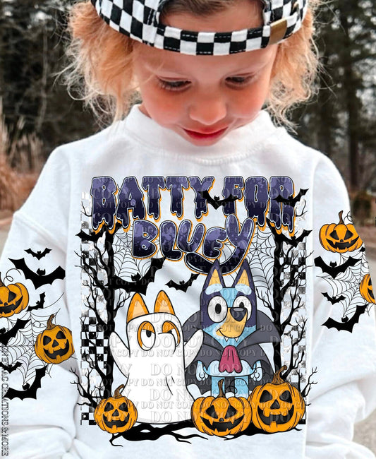 BATTY FOR - FRONT & DOUBLE SLEEVE DESIGN CREWNECK SWEATSHIRT