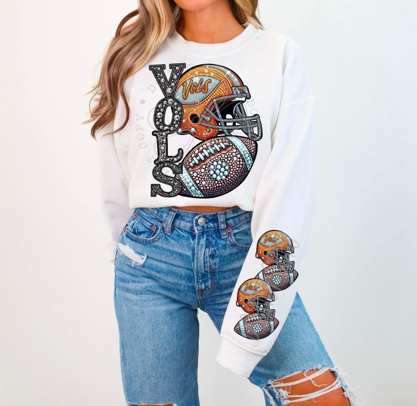 BLING VOL 1 CREWNECK SWEATSHIRT W/ SLEEVE PRINT