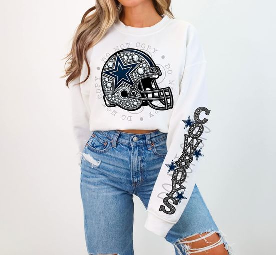 BLING COW 1 CREWNECK SWEATSHIRT W/ SLEEVE PRINT