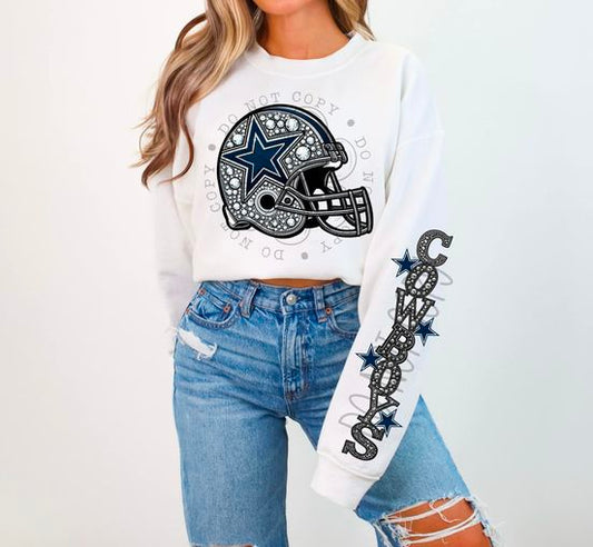 BLING COW 1 CREWNECK SWEATSHIRT W/ SLEEVE PRINT