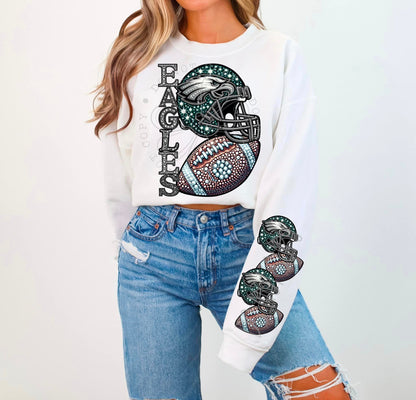 BLING EAGLE 1 CREWNECK SWEATSHIRT W/ SLEEVE PRINT