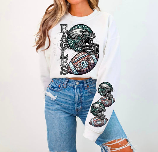 BLING EAGLE 1 CREWNECK SWEATSHIRT W/ SLEEVE PRINT