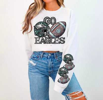 BLING EAGLE 2 CREWNECK SWEATSHIRT W/ SLEEVE PRINT