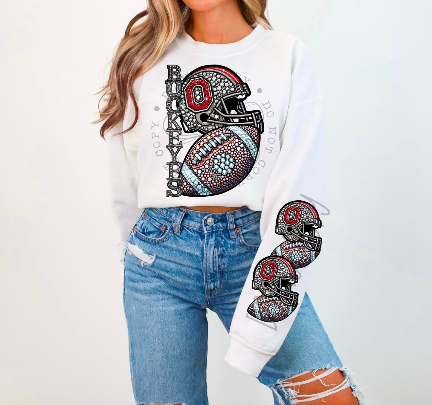 BLING BUCK 2 CREWNECK SWEATSHIRT W/ SLEEVE PRINT
