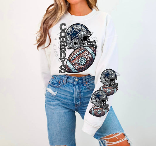 BLING COW 2 CREWNECK SWEATSHIRT W/ SLEEVE PRINT