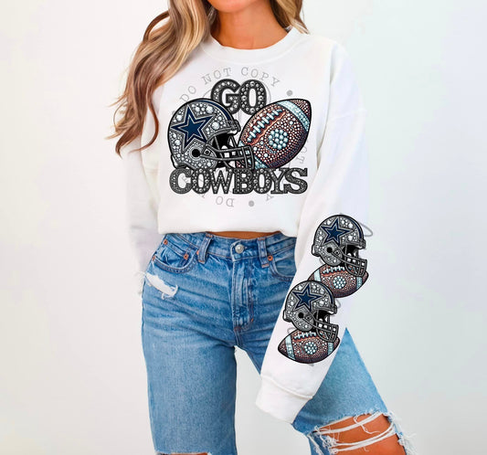BLING COW 3 CREWNECK SWEATSHIRT W/ SLEEVE PRINT
