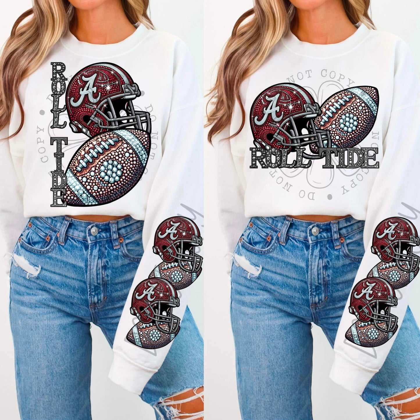 BLING R-TIDE CREWNECK SWEATSHIRT W/ SLEEVE PRINT