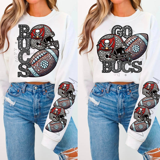 BLING BUC CREWNECK SWEATSHIRT W/ SLEEVE PRINT