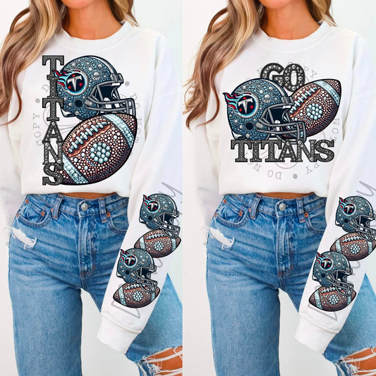 BLING TITAN CREWNECK SWEATSHIRT W/ SLEEVE PRINT