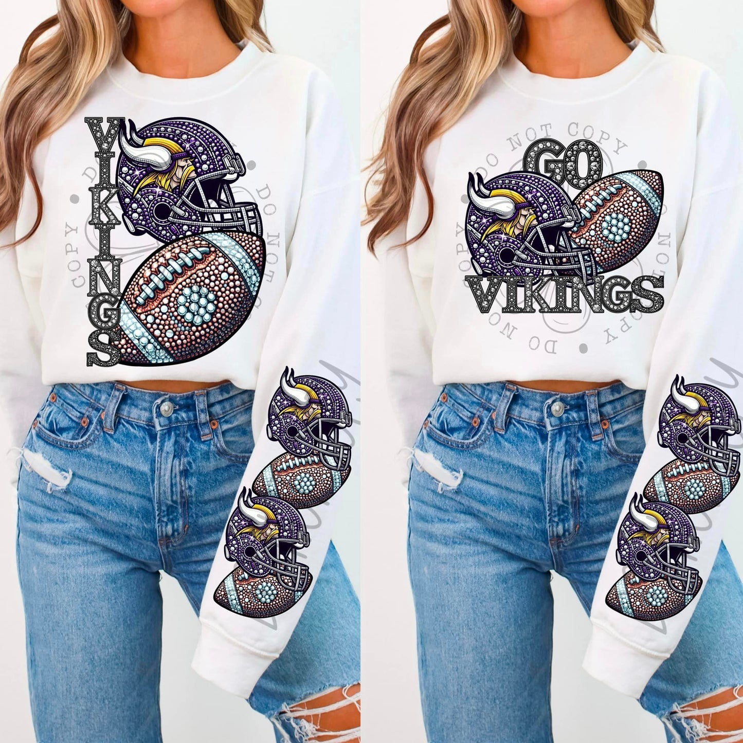 BLING VIK CREWNECK SWEATSHIRT W/ SLEEVE PRINT