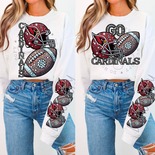 BLING CARD CREWNECK SWEATSHIRT W/ SLEEVE PRINT