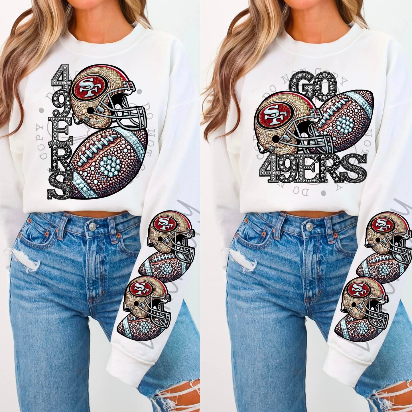 BLING SF CREWNECK SWEATSHIRT W/ SLEEVE PRINT