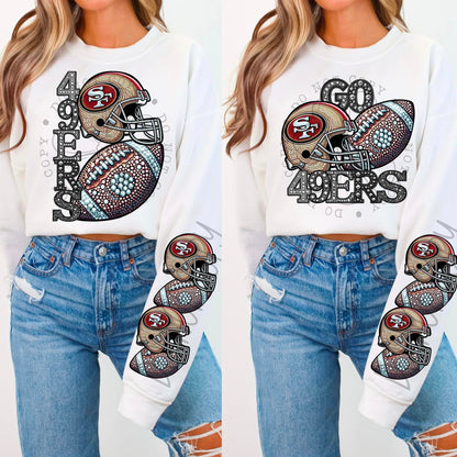 BLING SF CREWNECK SWEATSHIRT W/ SLEEVE PRINT