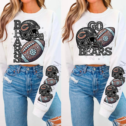 BLING C-BEAR CREWNECK SWEATSHIRT W/ SLEEVE PRINT