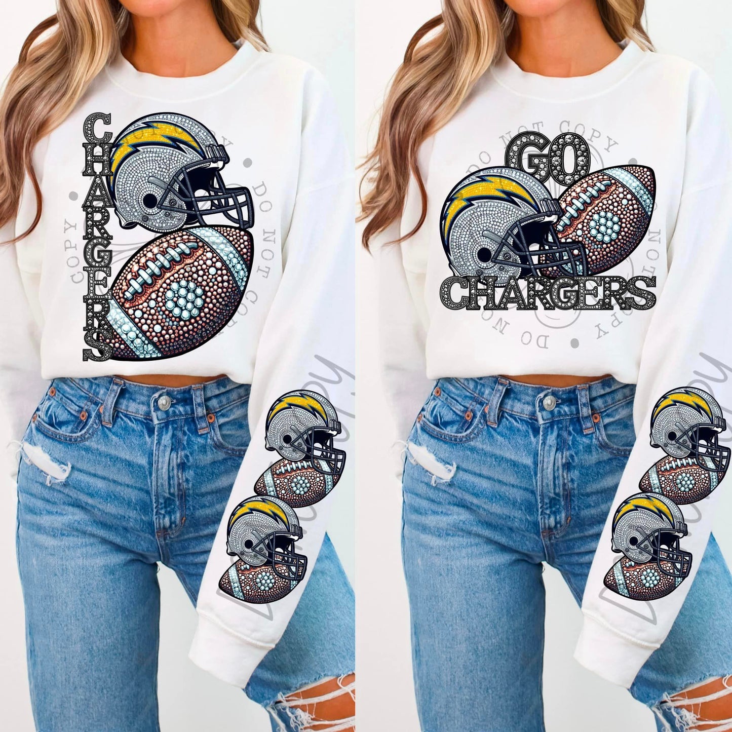 BLING CHARGE CREWNECK SWEATSHIRT W/ SLEEVE PRINT
